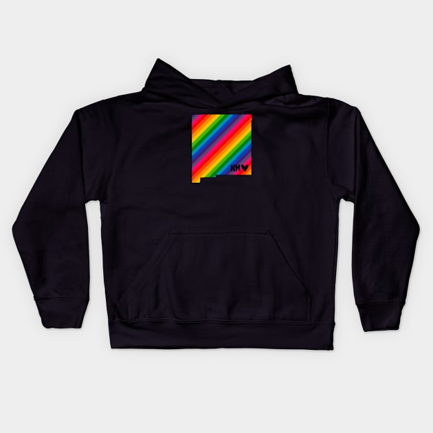 USA States: New Mexico (rainbow) Kids Hoodie by LetsOverThinkIt